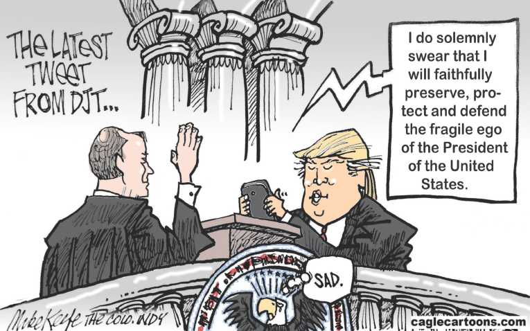 Political/Editorial Cartoon by Mike Keefe, Denver Post on Trump to Take Oath