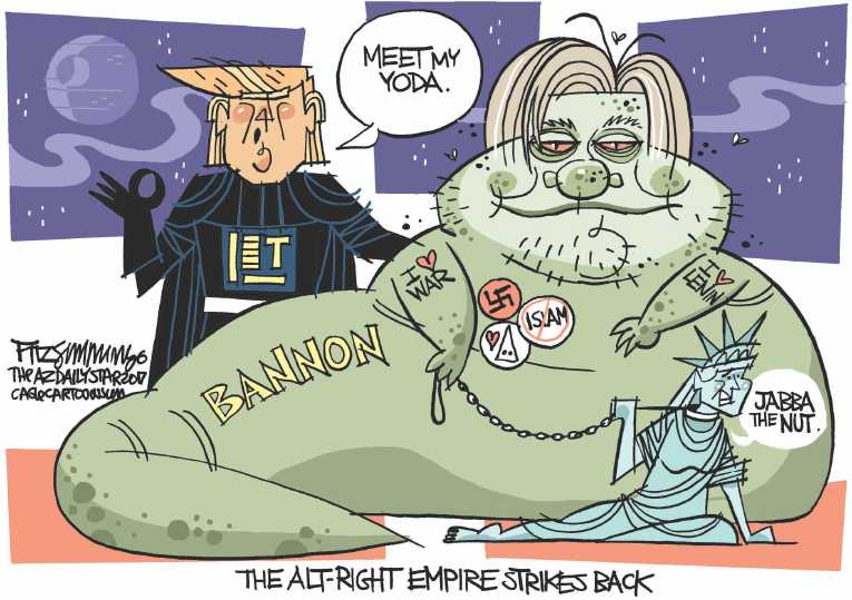 Political/Editorial Cartoon by David Fitzsimmons, Arizona Daily Star, Tucson AZ on Bannon’s Power Grows