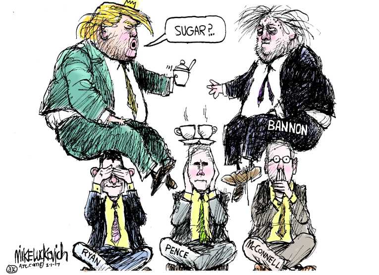 Political/Editorial Cartoon by Mike Luckovich, Atlanta Journal-Constitution on GOP Unites