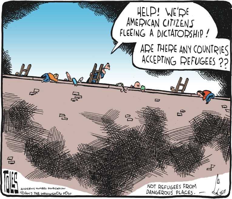 Political/Editorial Cartoon by Tom Toles, Washington Post on Trump Invokes Travel Ban