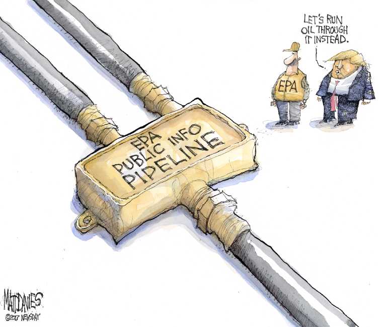 Political/Editorial Cartoon by Matt Davies, Journal News on New Policies Implemented