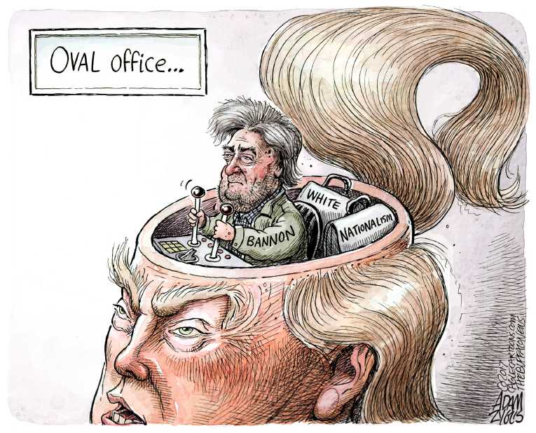 Political/Editorial Cartoon by Adam Zyglis, The Buffalo News on Bannon’s Power Growing
