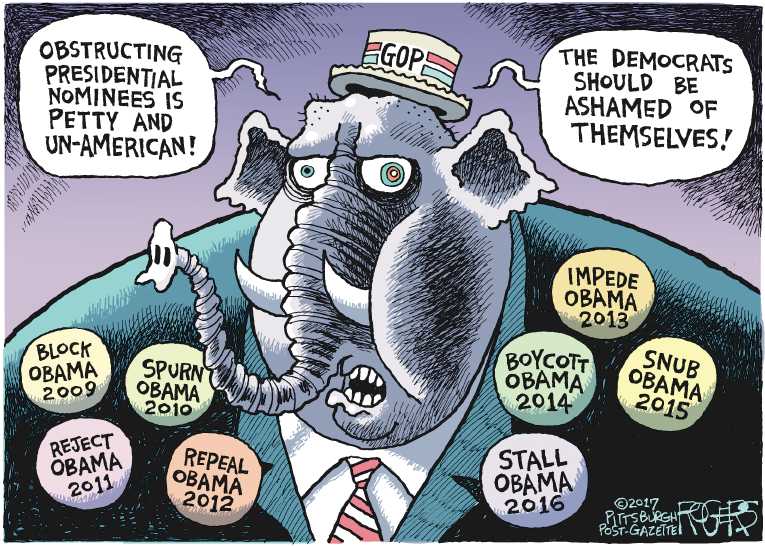 Political/Editorial Cartoon by Rob Rogers, The Pittsburgh Post-Gazette on Senator Warren Censored