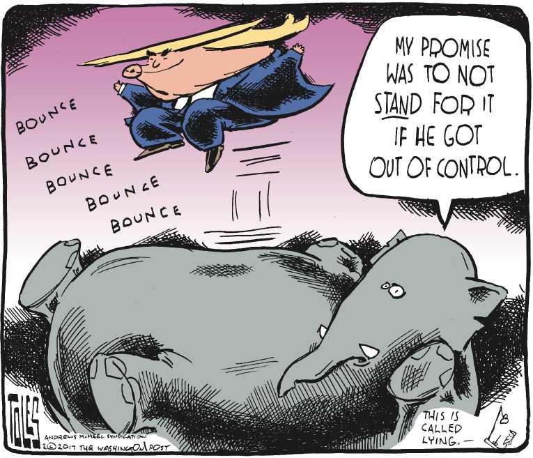 Political/Editorial Cartoon by Tom Toles, Washington Post on Senator Warren Censored