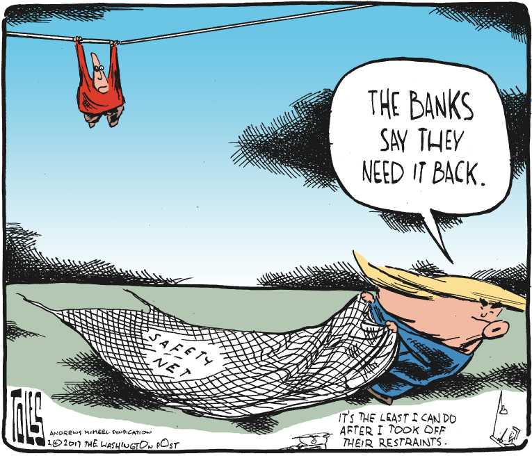 Political/Editorial Cartoon by Tom Toles, Washington Post on Trump Berates Judge