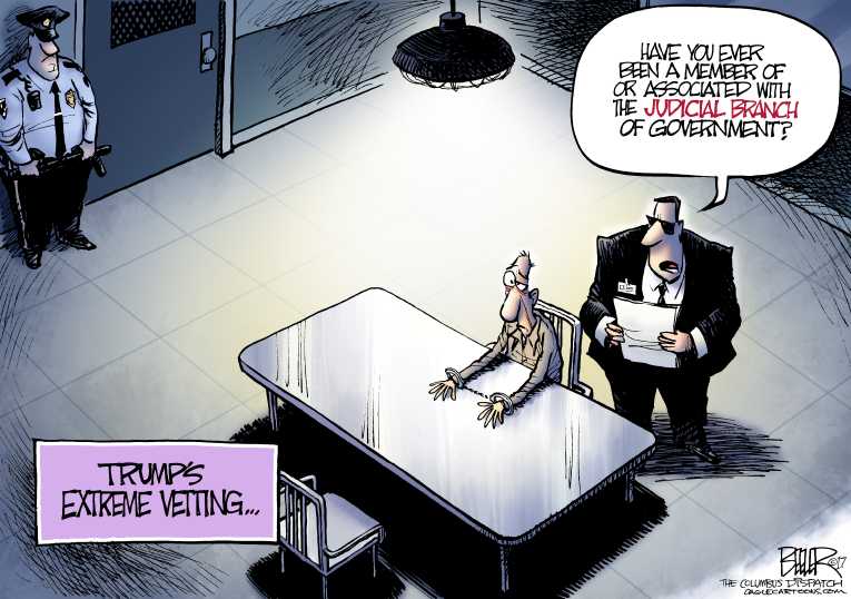 Political/Editorial Cartoon by Nate Beeler, Washington Examiner on Trump to Battle Courts
