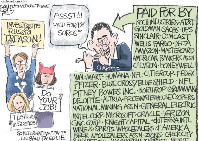 Political/Editorial Cartoon by Pat Bagley, Salt Lake Tribune on GOP Standing Behind Trump