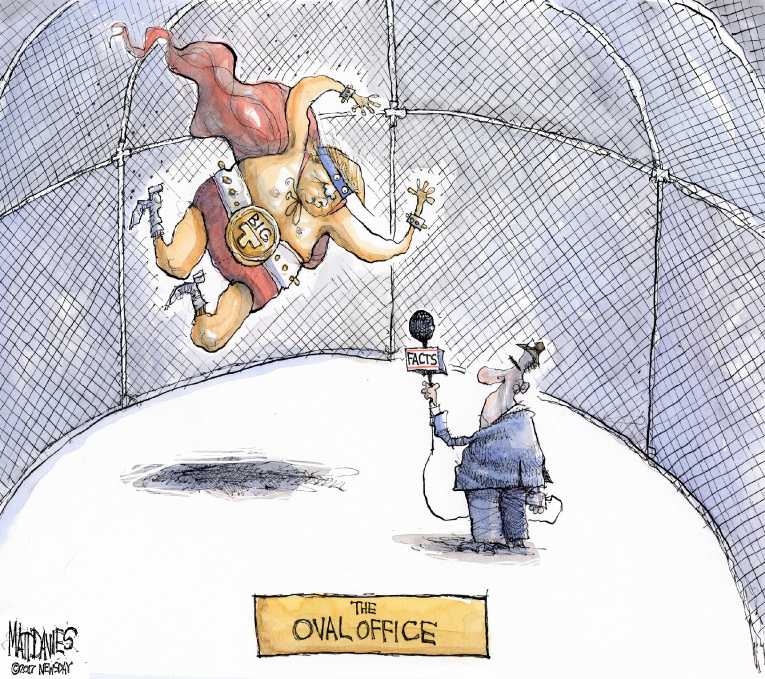 Political/Editorial Cartoon by Matt Davies, Journal News on Fake News Under Fire