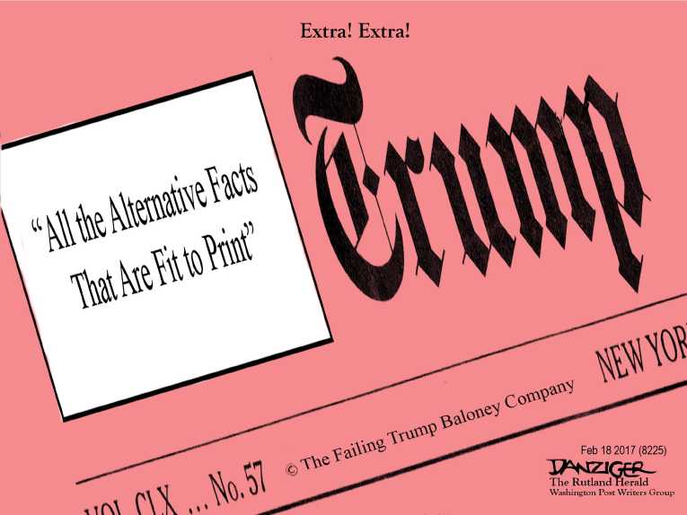 Political/Editorial Cartoon by Jeff Danziger on Fake News Under Fire