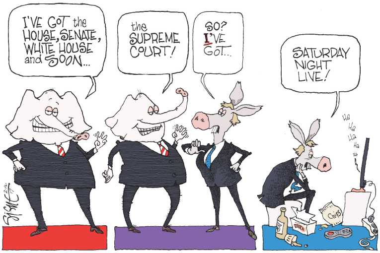 Political/Editorial Cartoon by Signe Wilkinson, Philadelphia Daily News on GOP Supporting Trumps