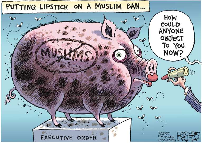 Political/Editorial Cartoon by Rob Rogers, The Pittsburgh Post-Gazette on Trump Issues New Order