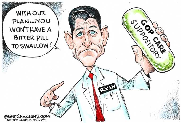 Political/Editorial Cartoon by Dave Granlund on Health Plan Details Revealed