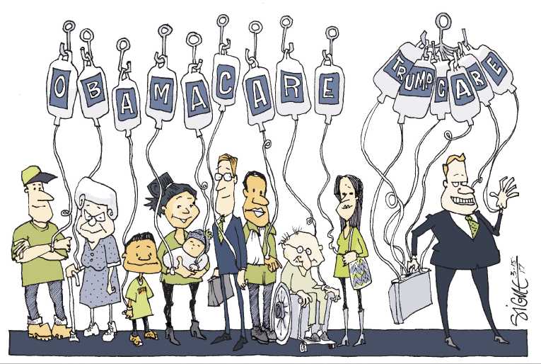 Political/Editorial Cartoon by Signe Wilkinson, Philadelphia Daily News on Health Plan Details Revealed