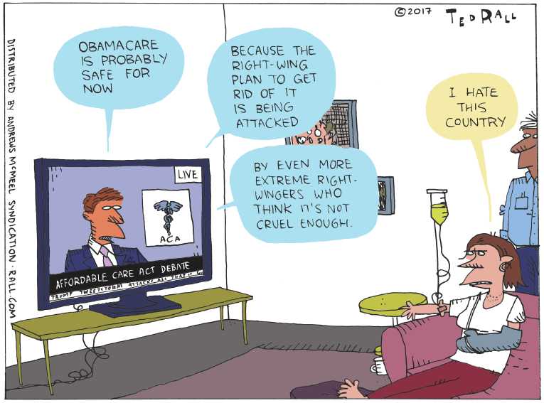 Political/Editorial Cartoon by Ted Rall on Health Plan Details Revealed