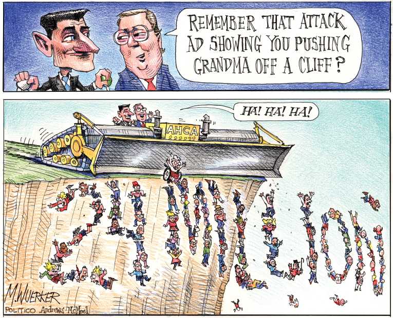 Political/Editorial Cartoon by Matt Wuerker, Politico on House to Vote on Replacement