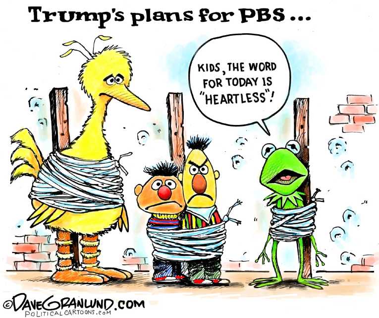 Political/Editorial Cartoon by Dave Granlund on Arts to Be Slashed