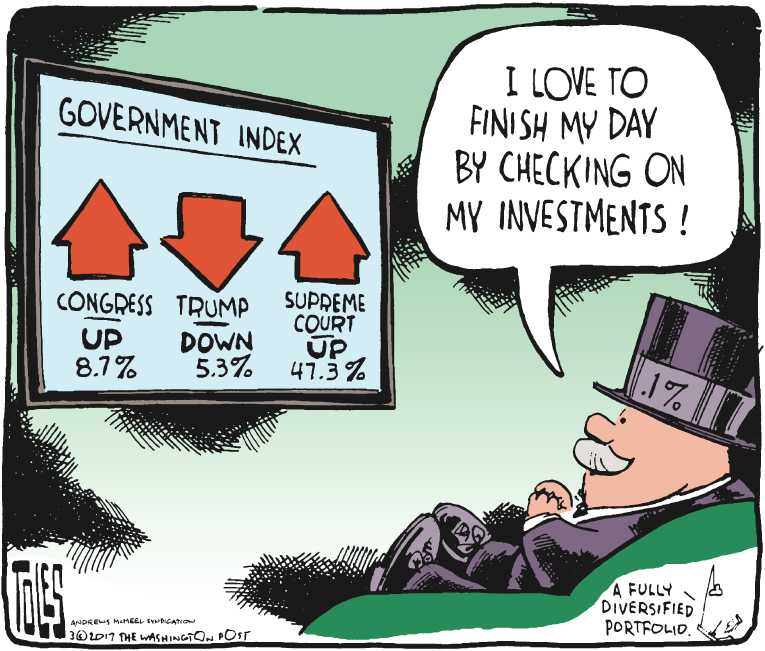 Political/Editorial Cartoon by Tom Toles, Washington Post on Trump Exceeding Expectations