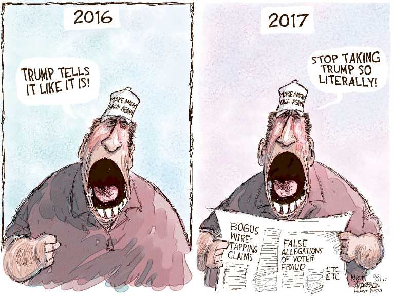 Political/Editorial Cartoon by Nick Anderson, Houston Chronicle on Trump’s Ratings Plummet