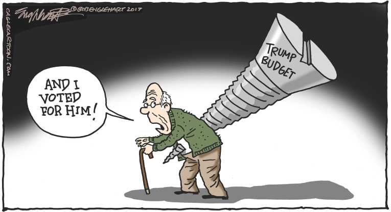 Political/Editorial Cartoon by Bob Englehart, Hartford Courant on Trump’s Ratings Plummet