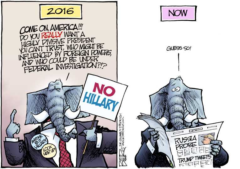 Political/Editorial Cartoon by Nate Beeler, Washington Examiner on Trump Under FBI Investigation