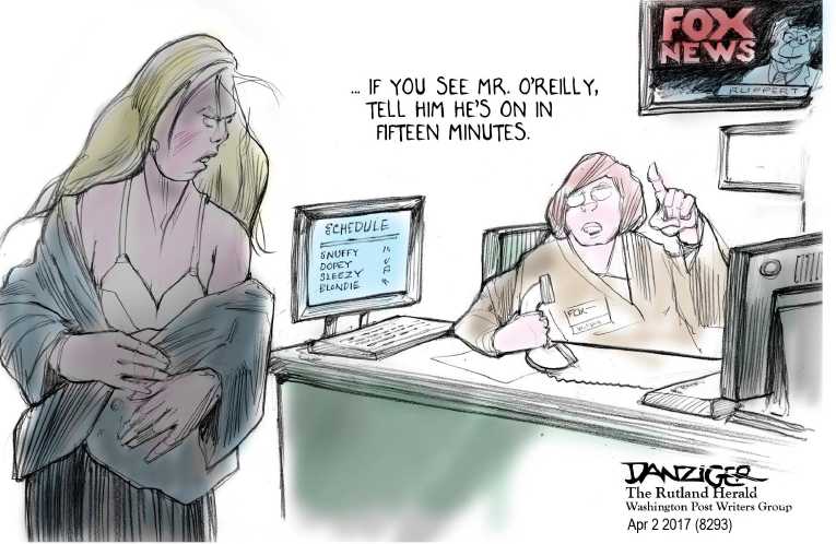 Political/Editorial Cartoon by Jeff Danziger on Bill O’Reilly Exposed