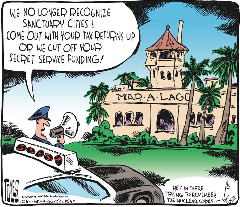 Political/Editorial Cartoon by Tom Toles, Washington Post on Trump’s Ratings Break Record