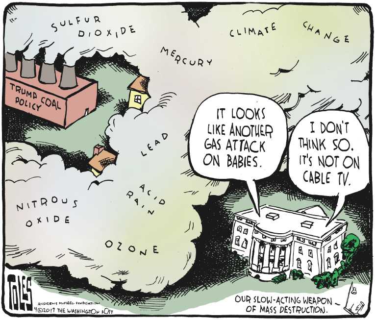 Political/Editorial Cartoon by Tom Toles, Washington Post on Trump Bombs Syria