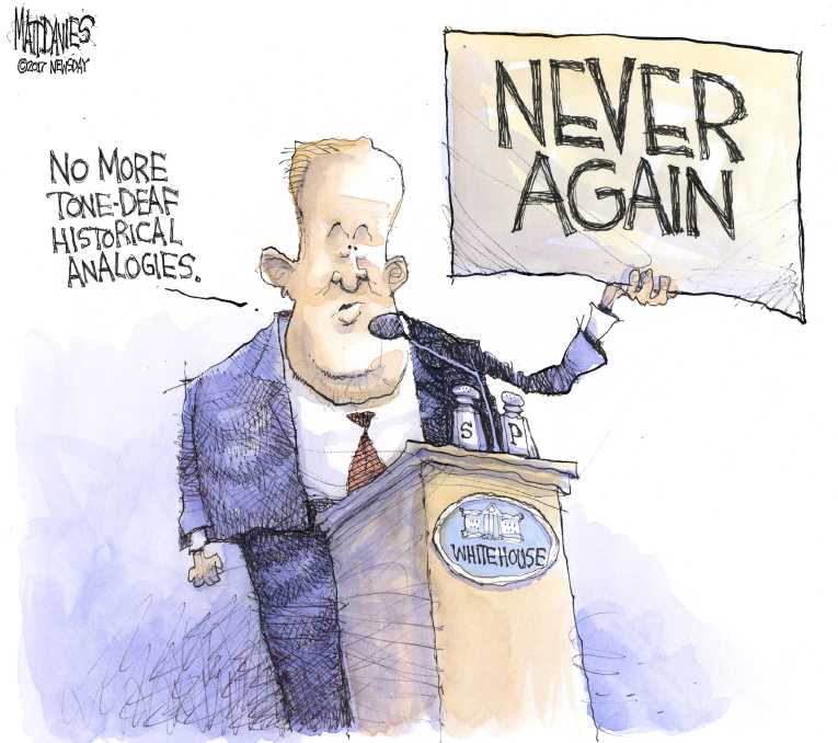 Political/Editorial Cartoon by Matt Davies, Journal News on Spicer Offers Final Solution