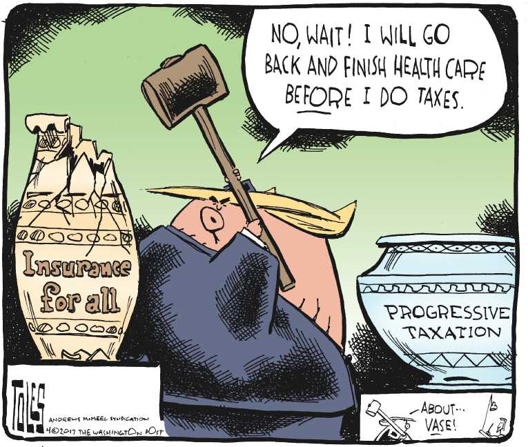 Political/Editorial Cartoon by Tom Toles, Washington Post on Trump Attacks Domestic Policies
