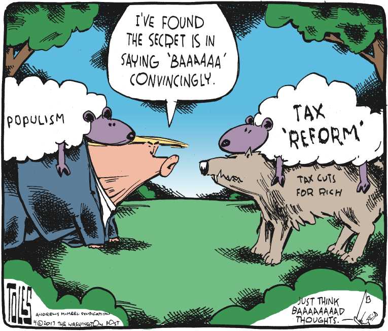 Political/Editorial Cartoon by Tom Toles, Washington Post on Trump Attacks Domestic Policies