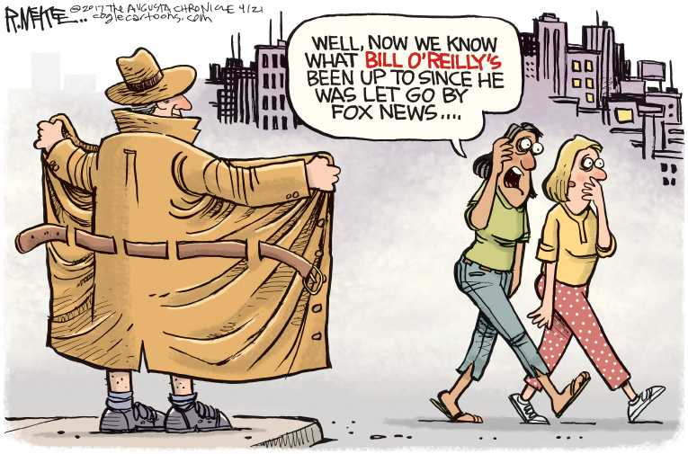 Political/Editorial Cartoon by Rick McKee, The Augusta Chronicle on Bill O’Reilly Fired