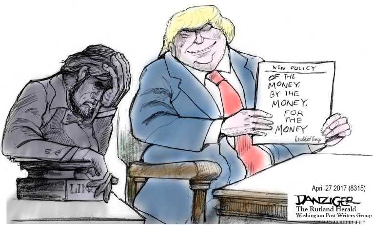 Political/Editorial Cartoon by Jeff Danziger on President Lauds Tax Plan