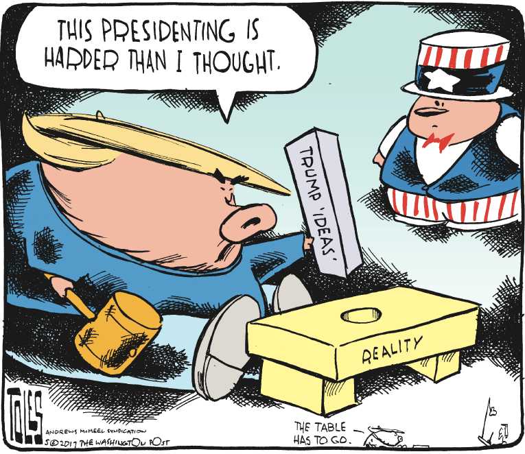 Political/Editorial Cartoon by Tom Toles, Washington Post on Trump Misses Old Life
