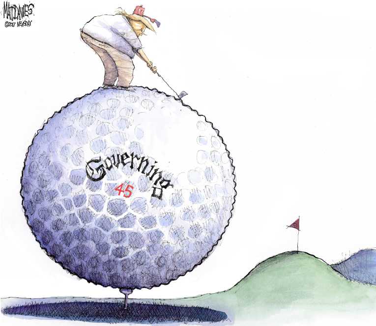 Political/Editorial Cartoon by Matt Davies, Journal News on Trump Misses Old Life