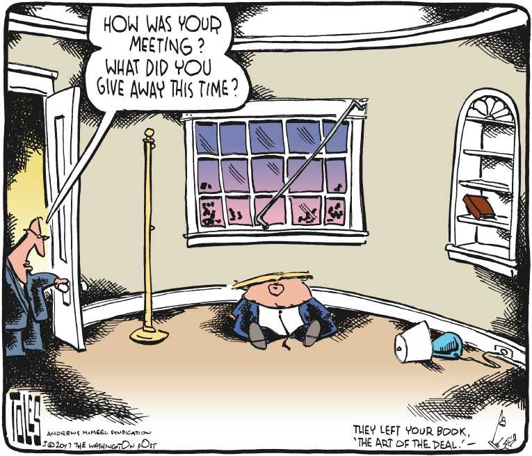 Political/Editorial Cartoon by Tom Toles, Washington Post on Trump Shares Intel With Russians