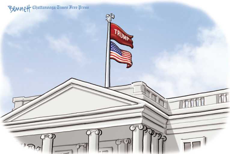Political/Editorial Cartoon by Clay Bennett, Chattanooga Times Free Press on President Proud of Performance