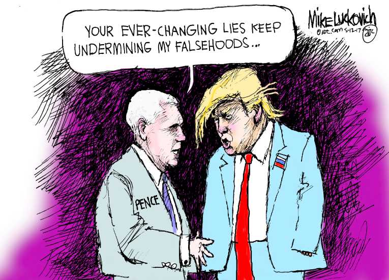 Political/Editorial Cartoon by Mike Luckovich, Atlanta Journal-Constitution on President Proud of Performance