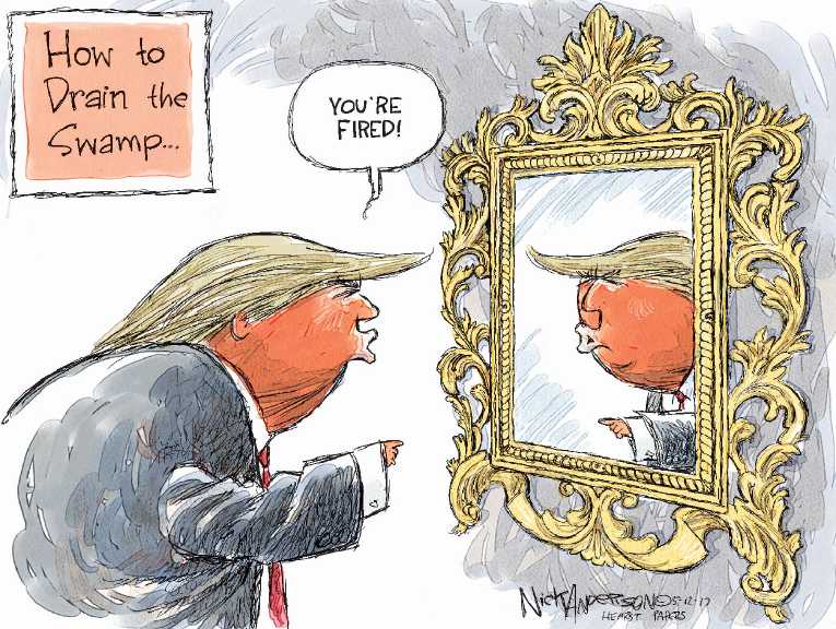 Political/Editorial Cartoon by Nick Anderson, Houston Chronicle on President Proud of Performance