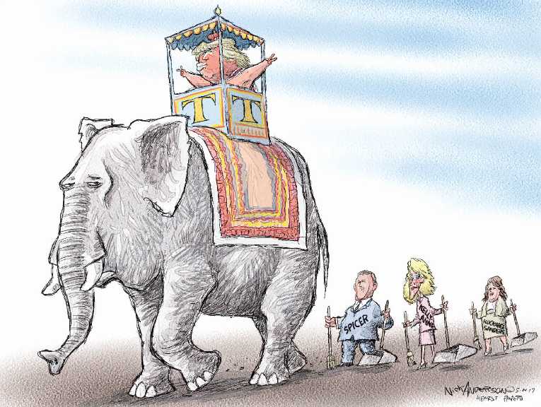 Political/Editorial Cartoon by Nick Anderson, Houston Chronicle on Staff Shakeup Imminent