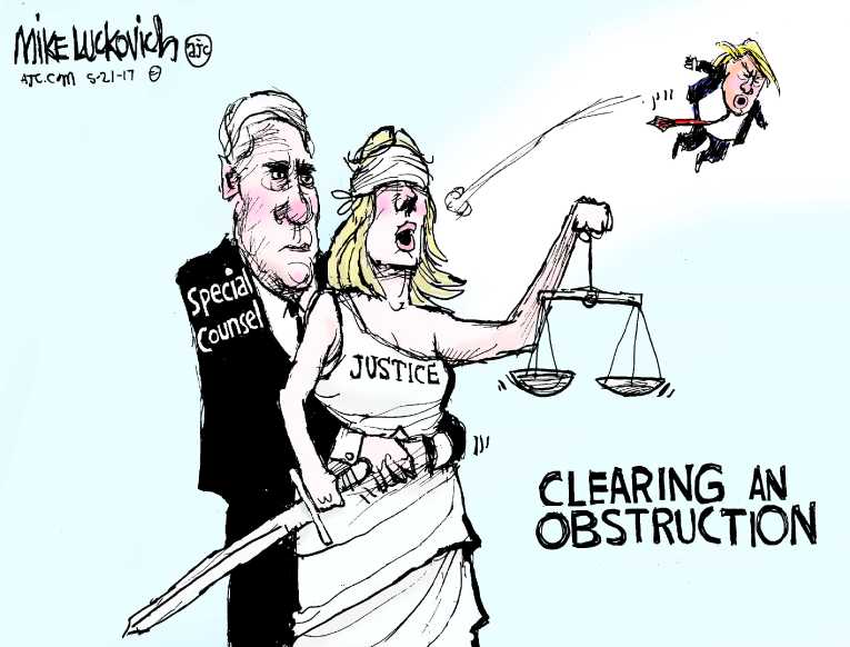 Political/Editorial Cartoon by Mike Luckovich, Atlanta Journal-Constitution on Investigations Proceed