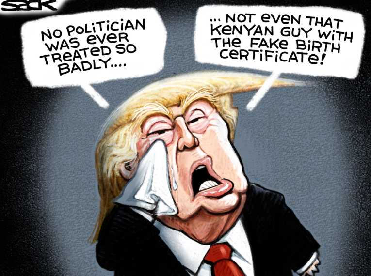 Political/Editorial Cartoon by Steve Sack, Minneapolis Star Tribune on President Makes Big Announcement