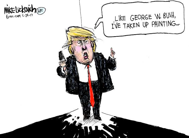 Political/Editorial Cartoon by Mike Luckovich, Atlanta Journal-Constitution on President Makes Big Announcement