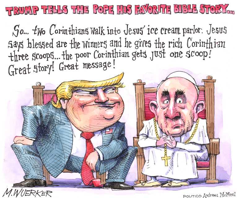 Political/Editorial Cartoon by Matt Wuerker, Politico on Trump Returns From Trip