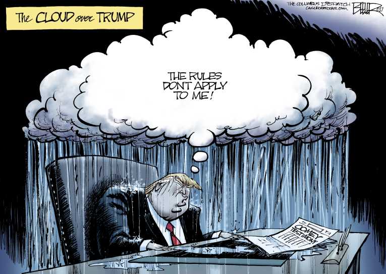 Political/Editorial Cartoon by Nate Beeler, Washington Examiner on Comey Set to Testify