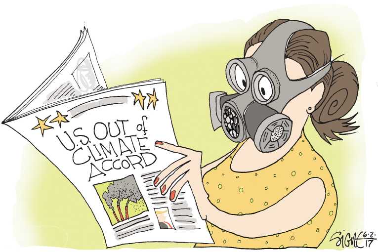 Political/Editorial Cartoon by Signe Wilkinson, Philadelphia Daily News on Trump Pulls Out