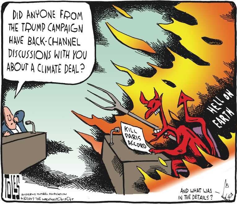 Political/Editorial Cartoon by Tom Toles, Washington Post on Trump Pulls Out