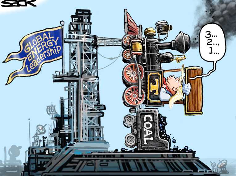 Political/Editorial Cartoon by Steve Sack, Minneapolis Star Tribune on Trump Pulls Out