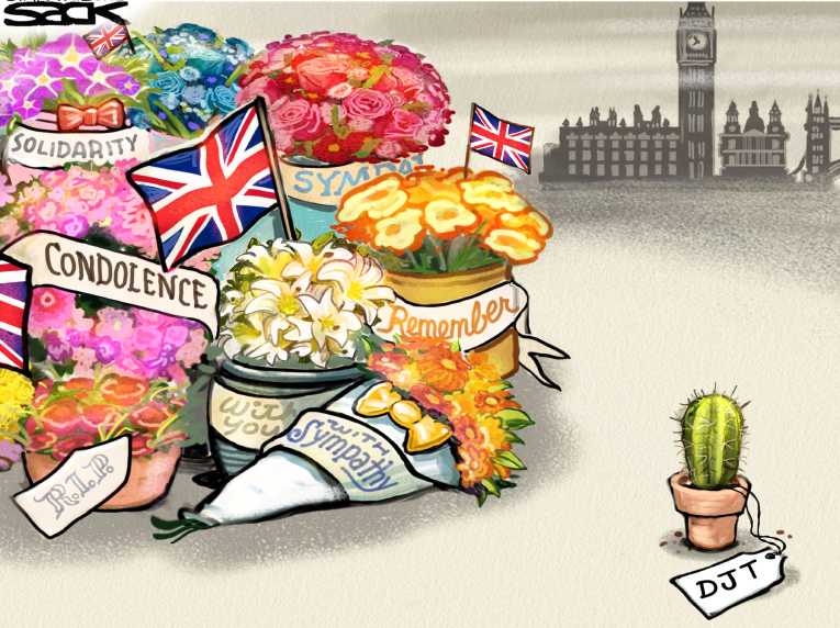 Political/Editorial Cartoon by Steve Sack, Minneapolis Star Tribune on Trump Blasts London Mayor