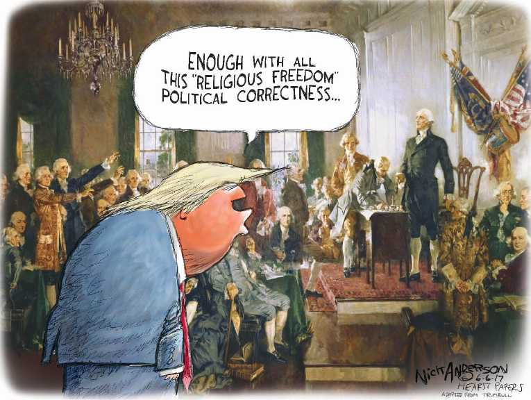 Political/Editorial Cartoon by Nick Anderson, Houston Chronicle on President Refining World View