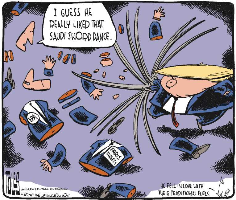 Political/Editorial Cartoon by Tom Toles, Washington Post on President Refining World View